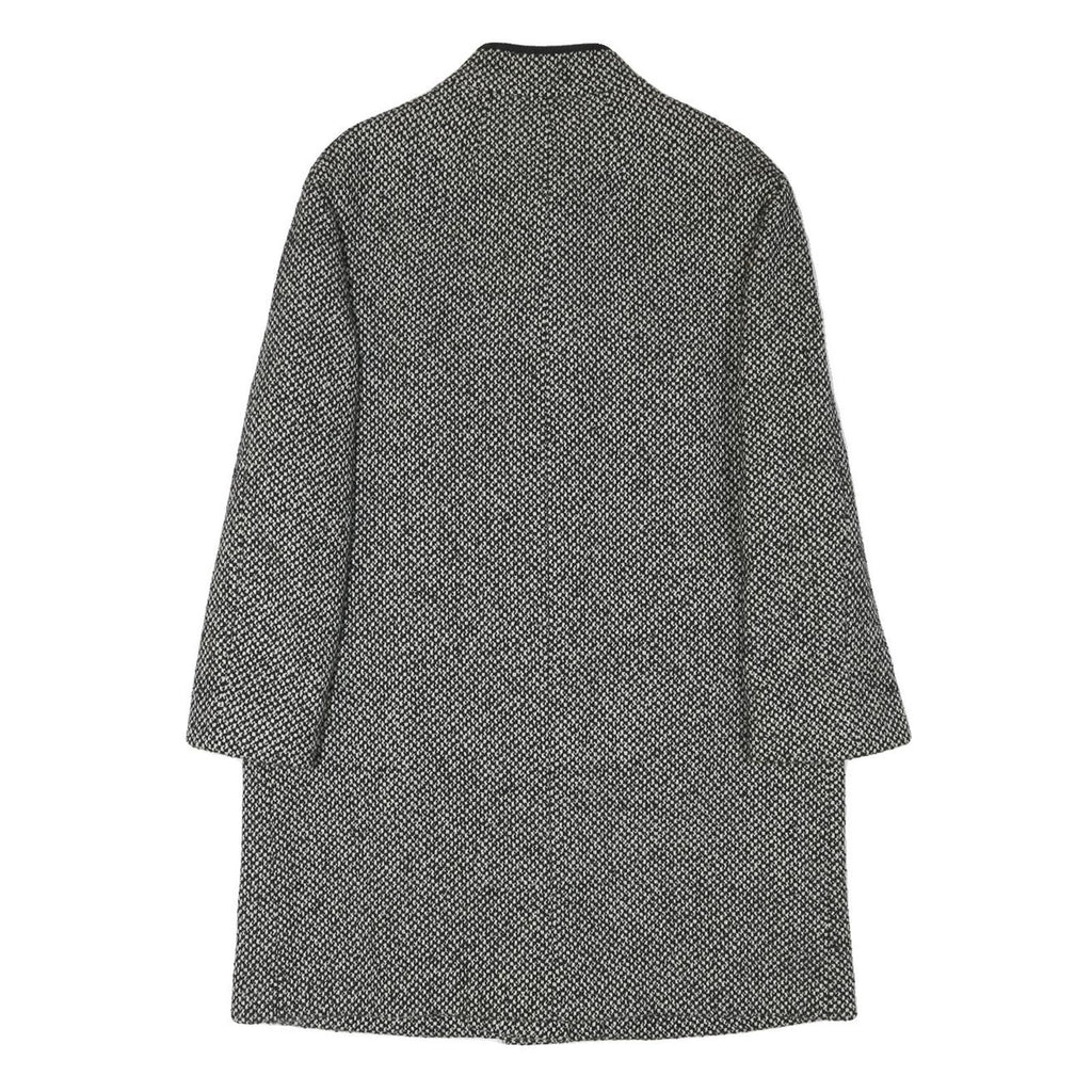 Womens Black & White Wool Blend Plain Jacket L Button Closure Long Sleeve