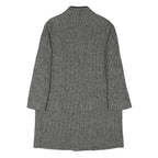 Womens Black & White Wool Blend Plain Jacket L Button Closure Long Sleeve