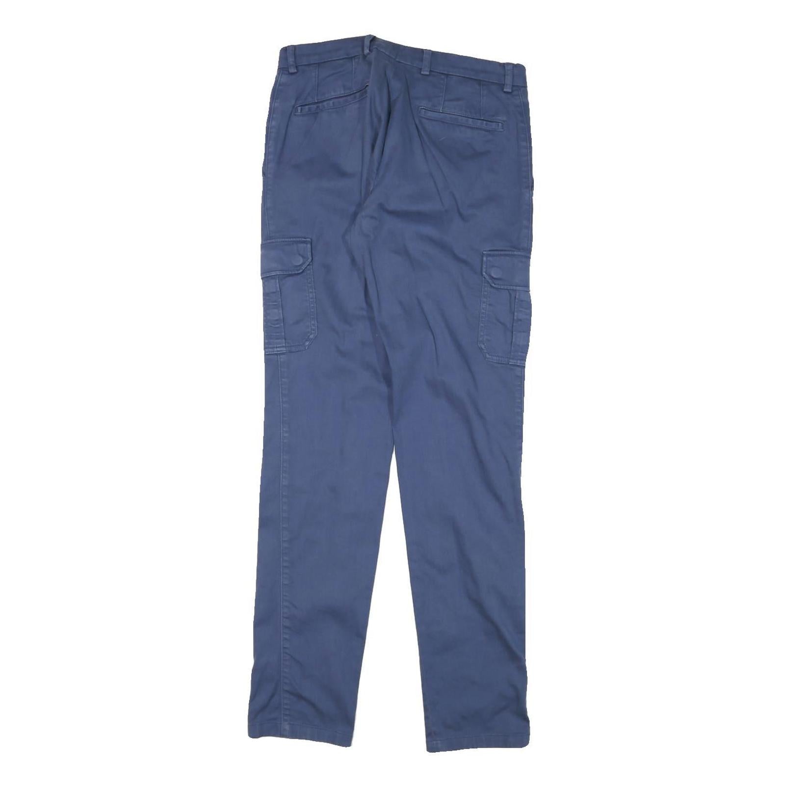 BOGGI Mens Cotton Blend Blue Slim Cargo Trousers W29 L32 Casual Zip