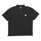 CARHARTT Mens Black Polo Shirt L Cotton Blend Short Sleeve Plain Pocket Logo