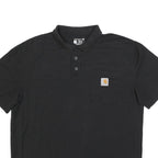 CARHARTT Mens Black Polo Shirt L Cotton Blend Short Sleeve Plain Pocket Logo