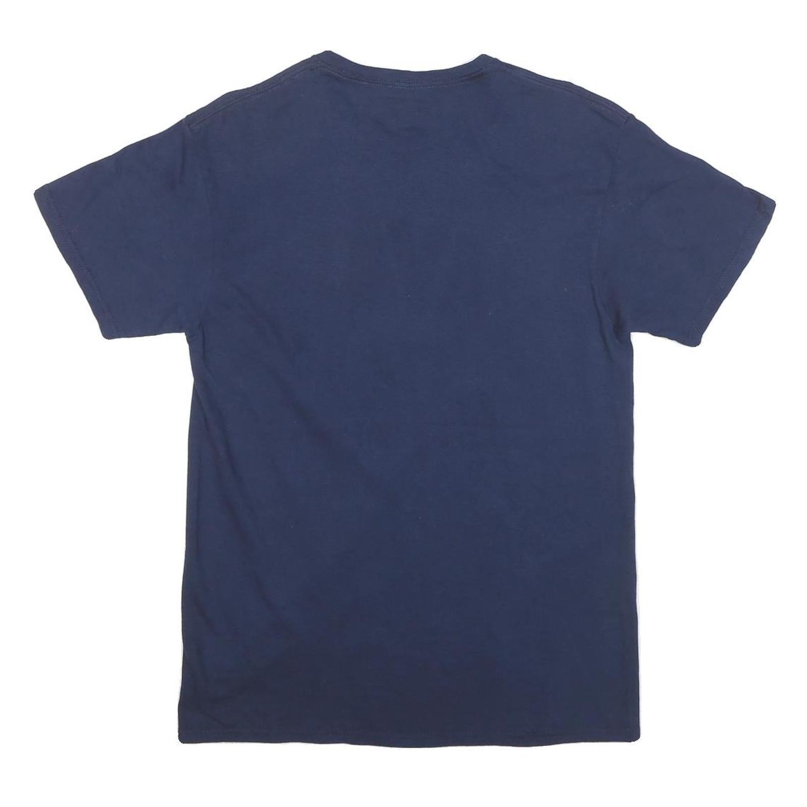 SAMEGANG Mens Navy Blue Savage State University Graphic T-Shirt S Short Sleeve