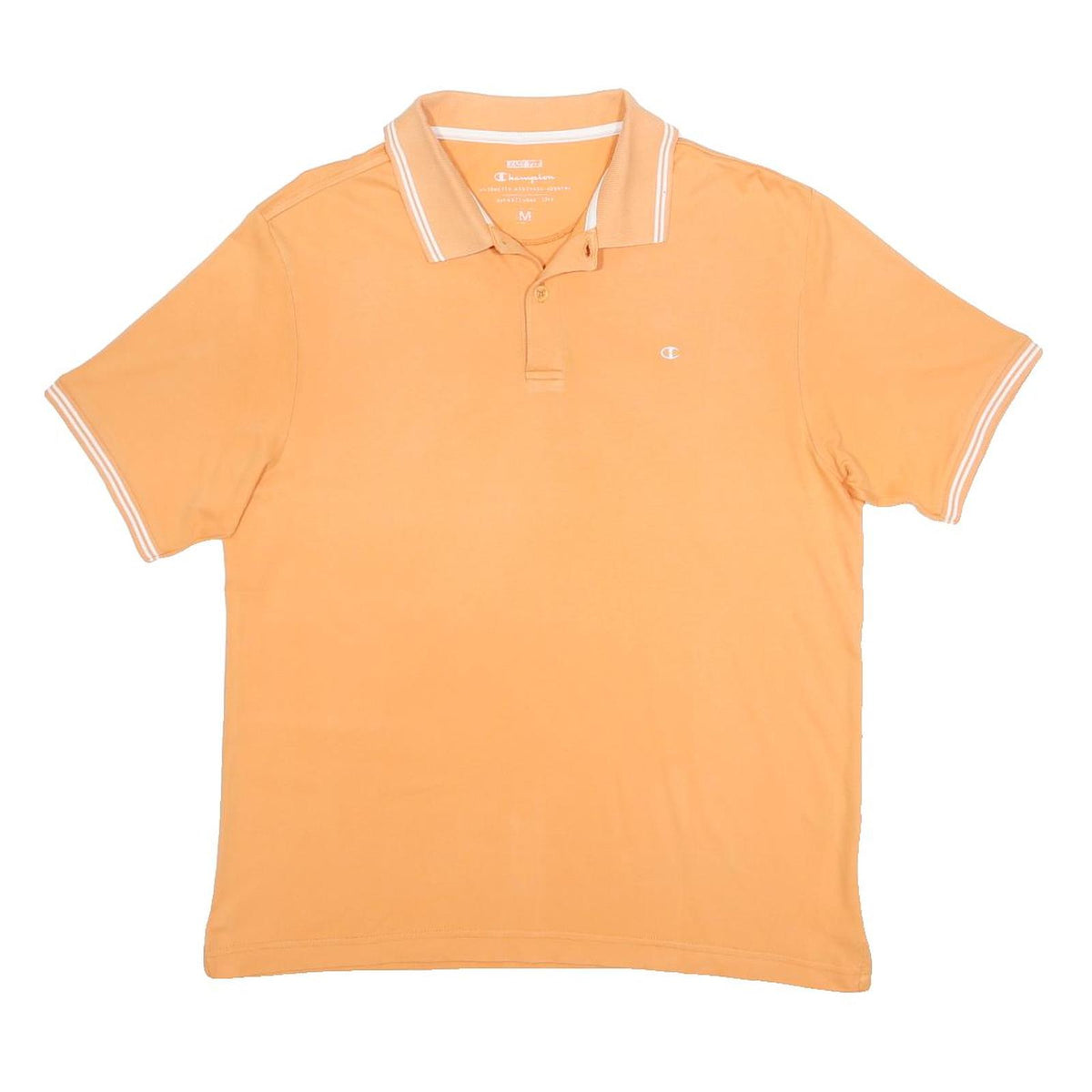 CHAMPION Mens Orange Short Sleeve Plain M Casual Cotton Blend Polo Shirt
