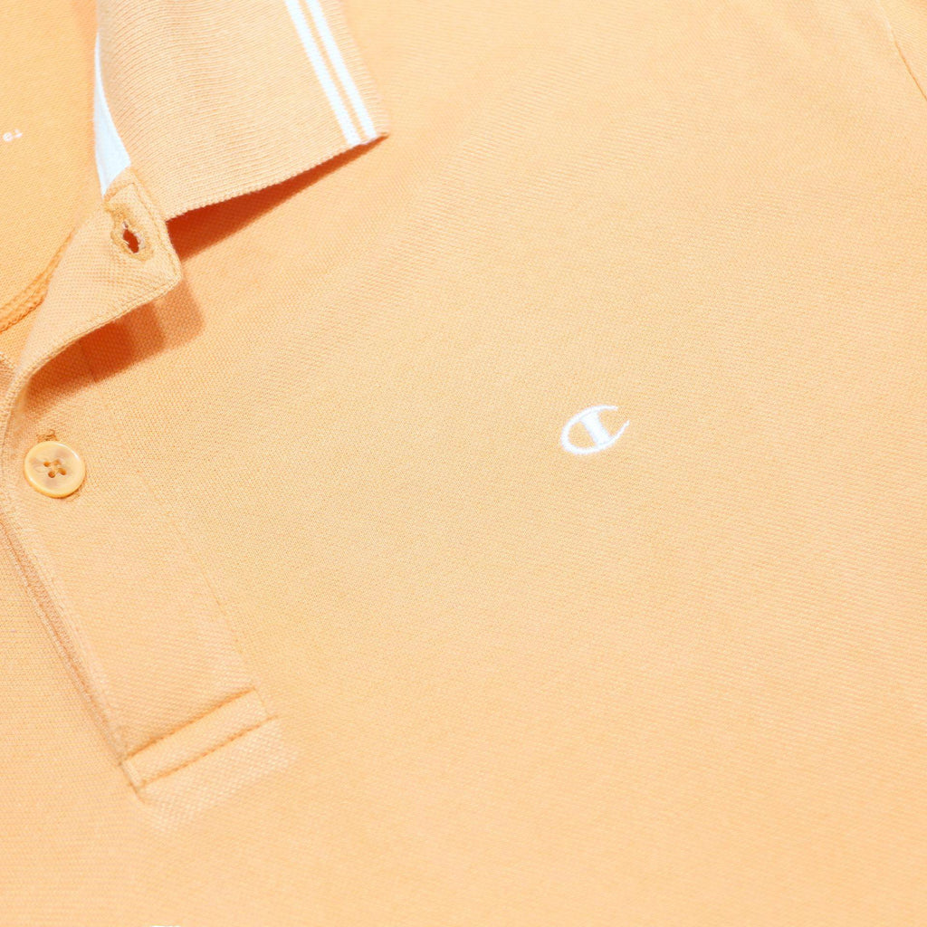 CHAMPION Mens Orange Short Sleeve Plain M Casual Cotton Blend Polo Shirt