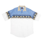 PLAINS Mens Blue & White Aztec Print Western Shirt XL Cotton Summer Casual