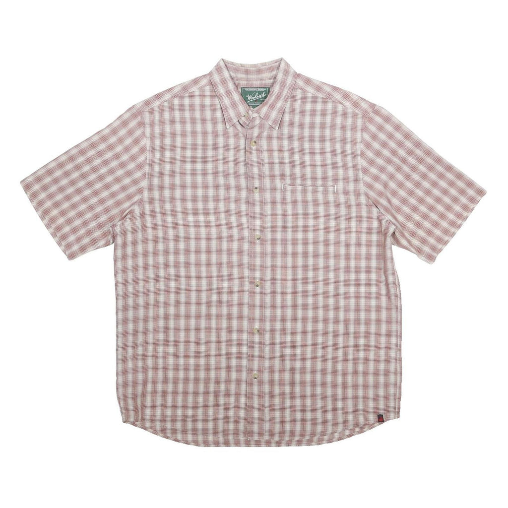 WOOLRICH Mens Red & White Check Shirt L Lightweight Summer Button Up