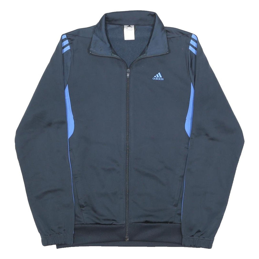 ADIDAS Mens Black & Blue Track Jacket M Polyester Zip Athletic Sportswear