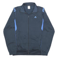 ADIDAS Mens Black & Blue Track Jacket M Polyester Zip Athletic Sportswear