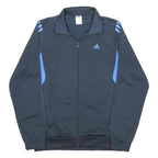 ADIDAS Mens Black & Blue Track Jacket M Polyester Zip Athletic Sportswear