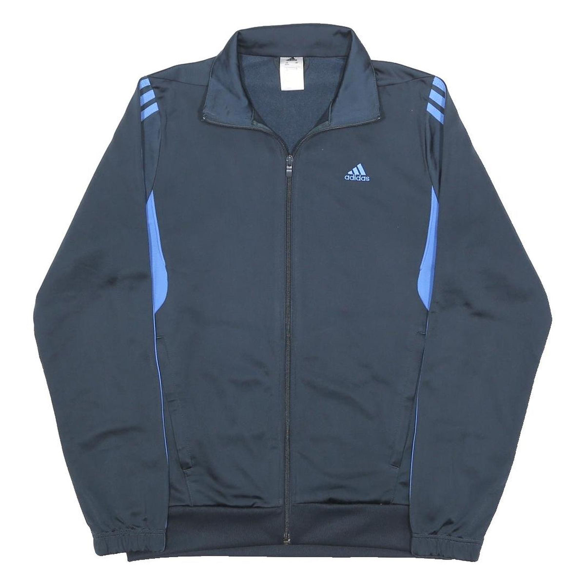 ADIDAS Mens Black & Blue Track Jacket M Polyester Zip Athletic Sportswear