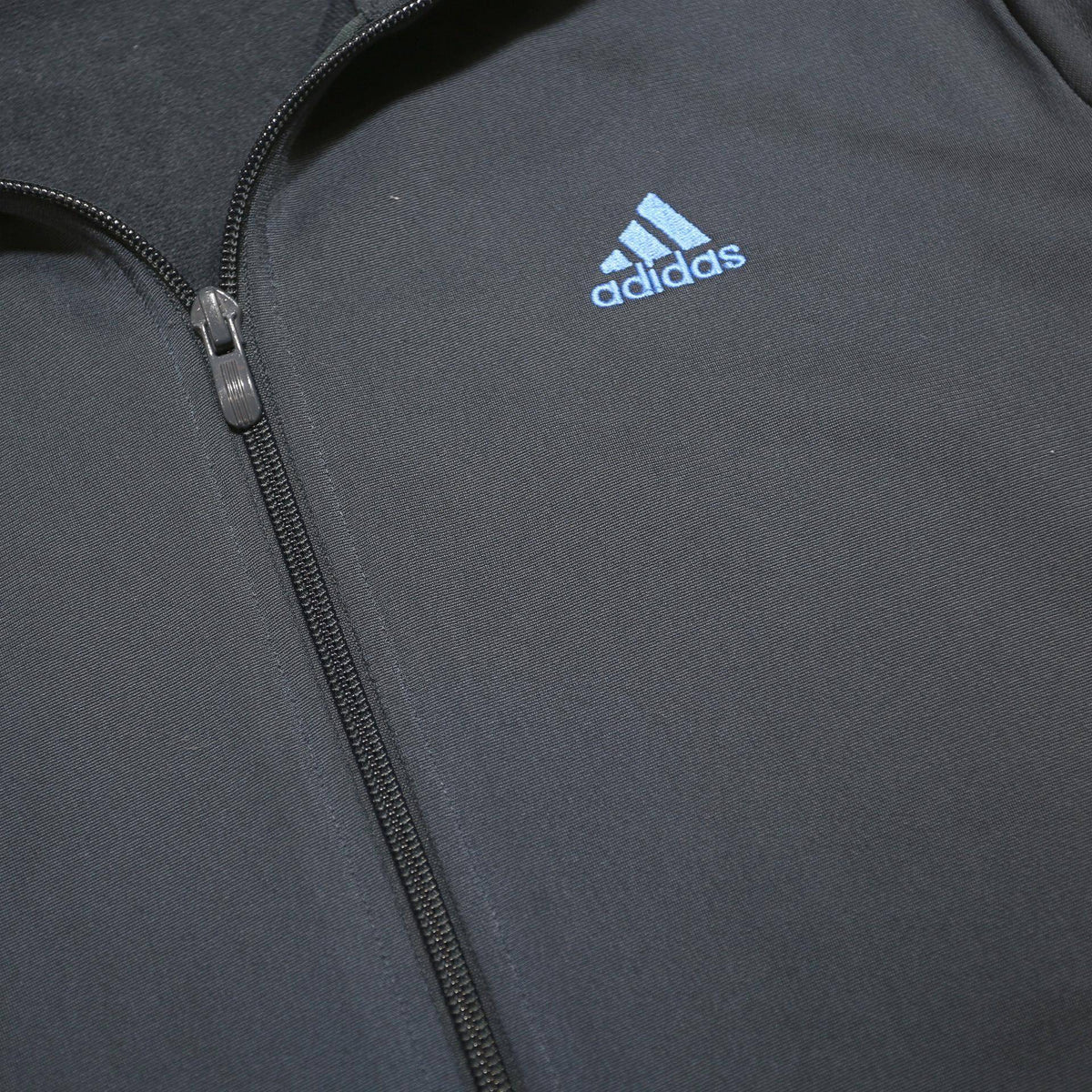 ADIDAS Mens Black & Blue Track Jacket M Polyester Zip Athletic Sportswear