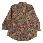 CHAPS Womens Maroon & Olive Paisley Cotton Shirt L Button Front Long Sleeve
