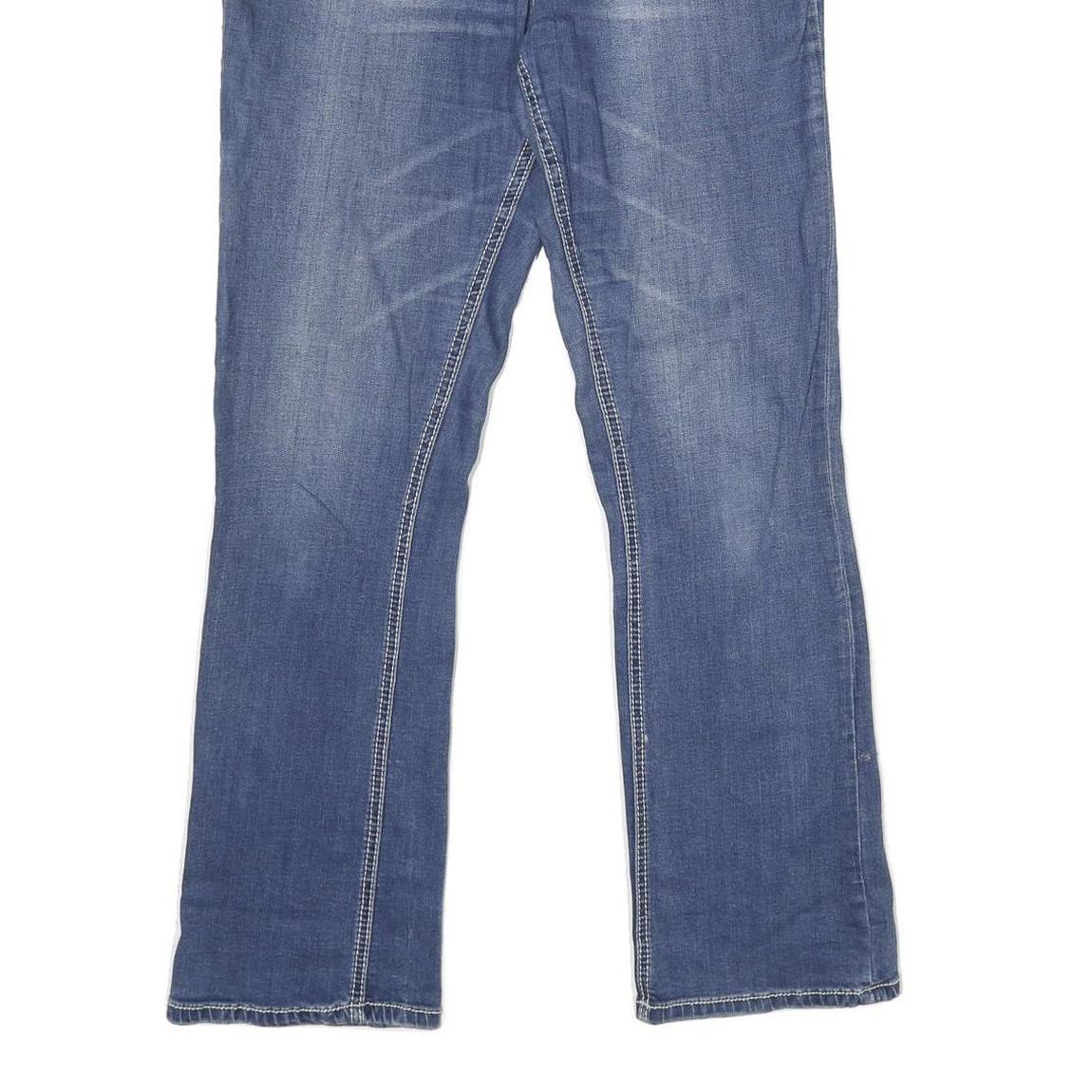 REBEL SOUL Womens Jeans Blue Relaxed Straight Denim Medium W32 L32 Embroidered