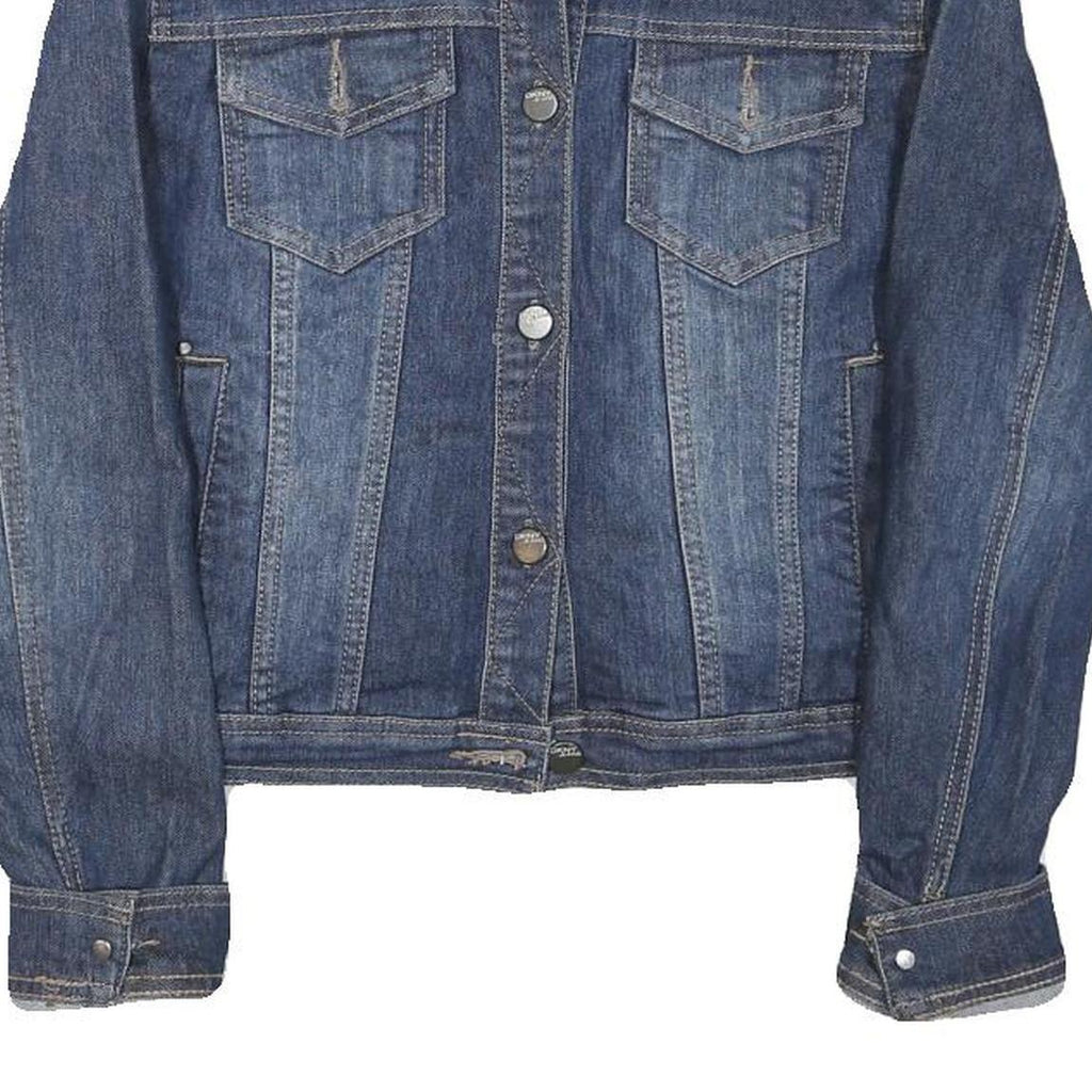 DKNY Womens Blue Denim Jacket S Cotton Blend Button Closure Classic Casual