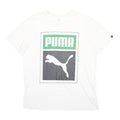 PUMA Mens White & Green Graphic T-Shirt XL Short Sleeve Crew Neck Printed Logo