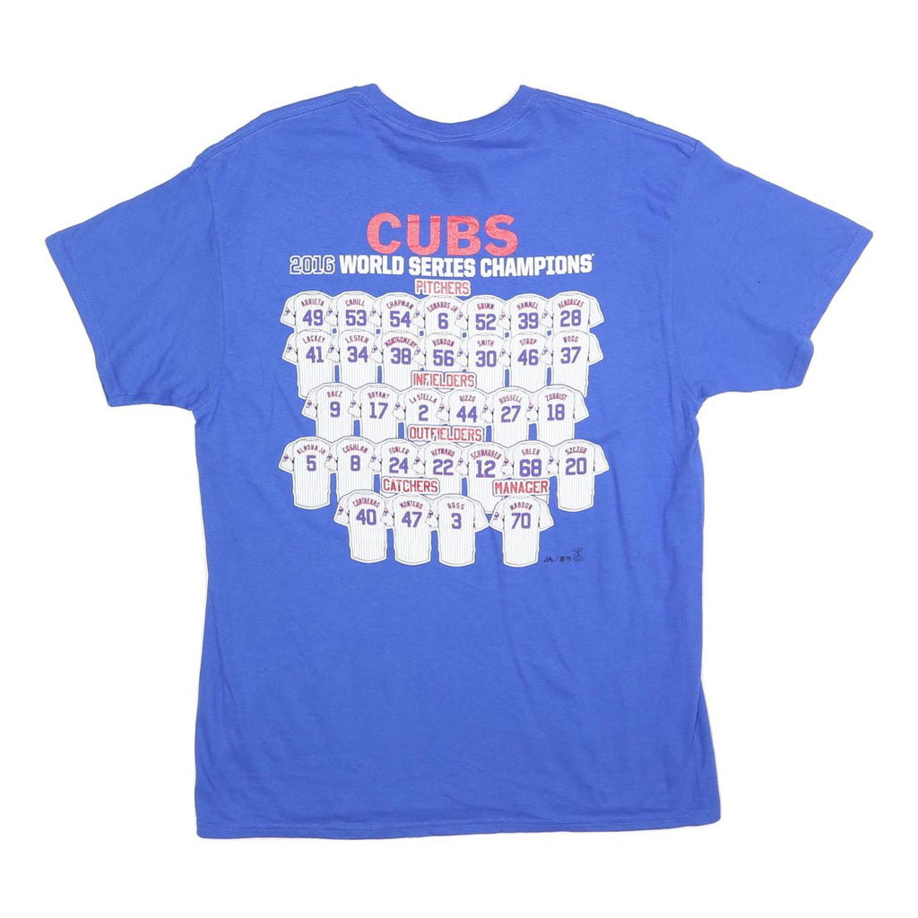 DELTA Mens Blue 2016 World Series Champions Graphic T-Shirt L Crew Neck Short