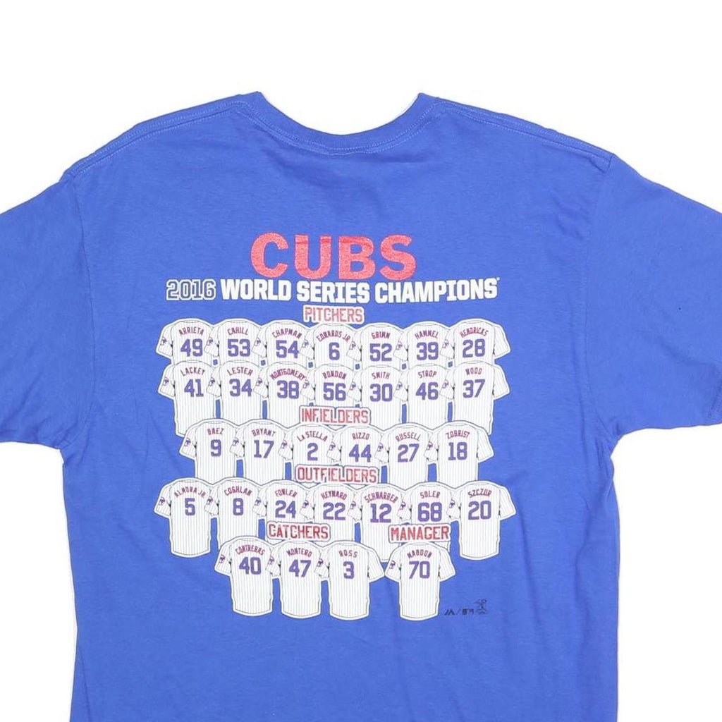 DELTA Mens Blue 2016 World Series Champions Graphic T-Shirt L Crew Neck Short