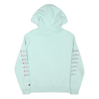CHAMPION Mens Mint Green Hoodie S Double Sleeve Logo Graphic Pullover Cotton