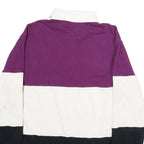 CHAMPION Mens Purple & White & Black Long Sleeve Colourblock M Cotton Polo Shirt