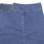 Womens Blue Wrap Denim Mini Skirt Cotton Blend Plain Casual M Pockets Button