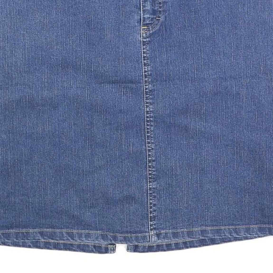 Womens Blue Wrap Denim Mini Skirt Cotton Blend Plain Casual M Pockets Button