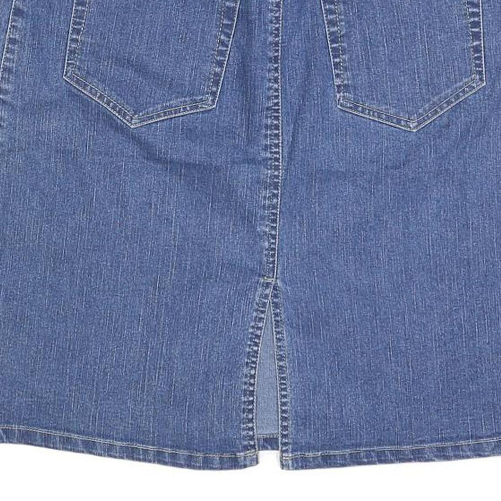 Womens Blue Wrap Denim Mini Skirt Cotton Blend Plain Casual M Pockets Button