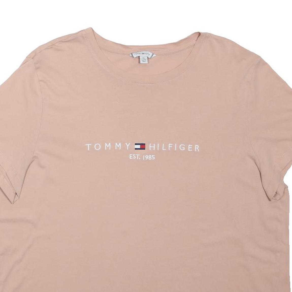 TOMMY HILFIGER Mens Beige 2XL Graphic T-Shirt Short Sleeve Crew Neck Logo