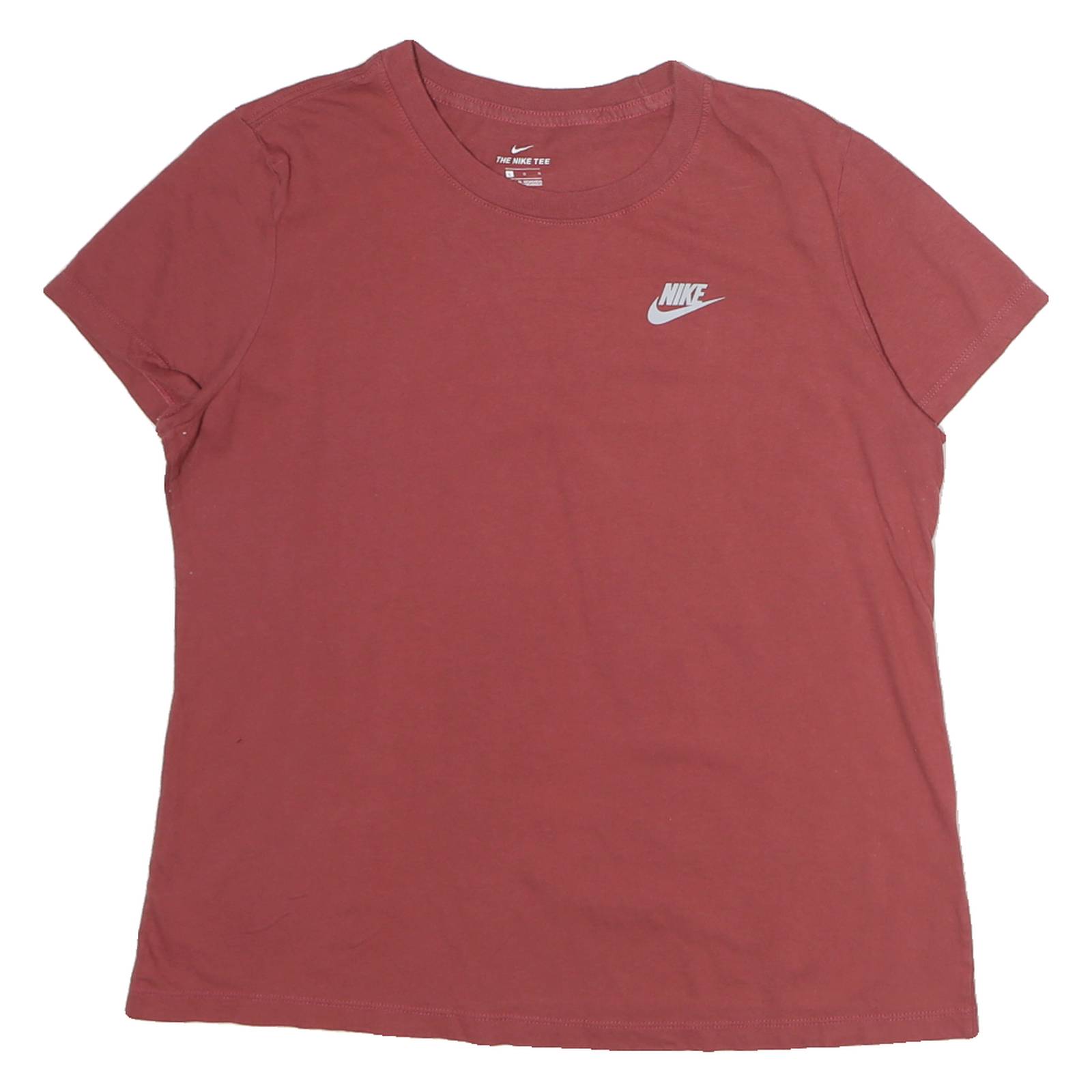 NIKE Womens Red T-Shirt L Short Sleeve Crew Neck Cotton Casual Sportswear