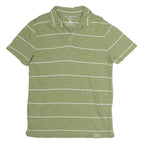 CALVIN KLEIN JEANS Mens Green & White Striped Short Sleeve Polo Shirt M Cotton