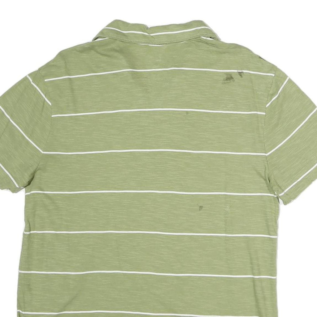 CALVIN KLEIN JEANS Mens Green & White Striped Short Sleeve Polo Shirt M Cotton