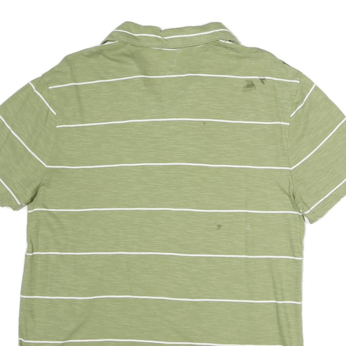 CALVIN KLEIN JEANS Mens Green & White Striped Short Sleeve Polo Shirt M Cotton