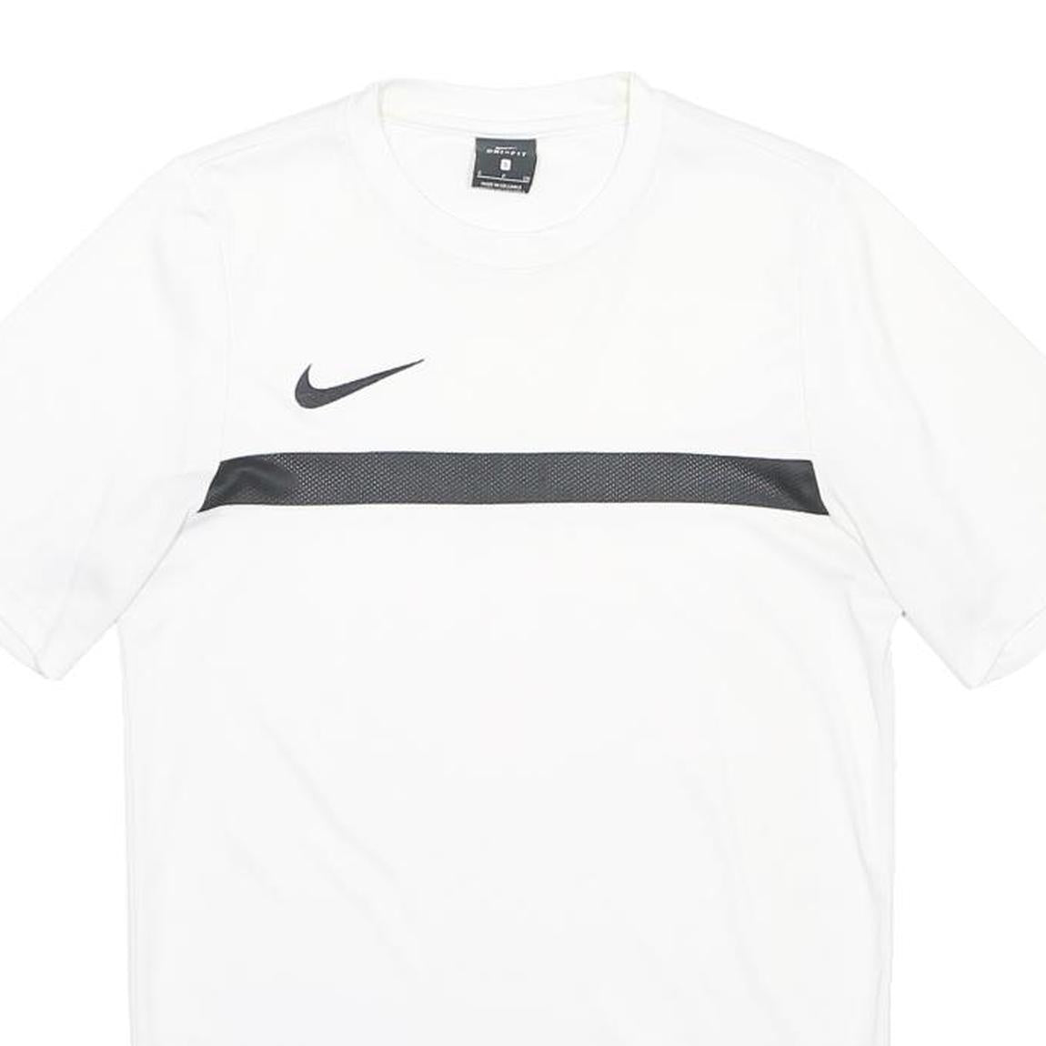NIKE Mens White & Black Graphic T-Shirt S Short Sleeve Crew Neck Sports Casual