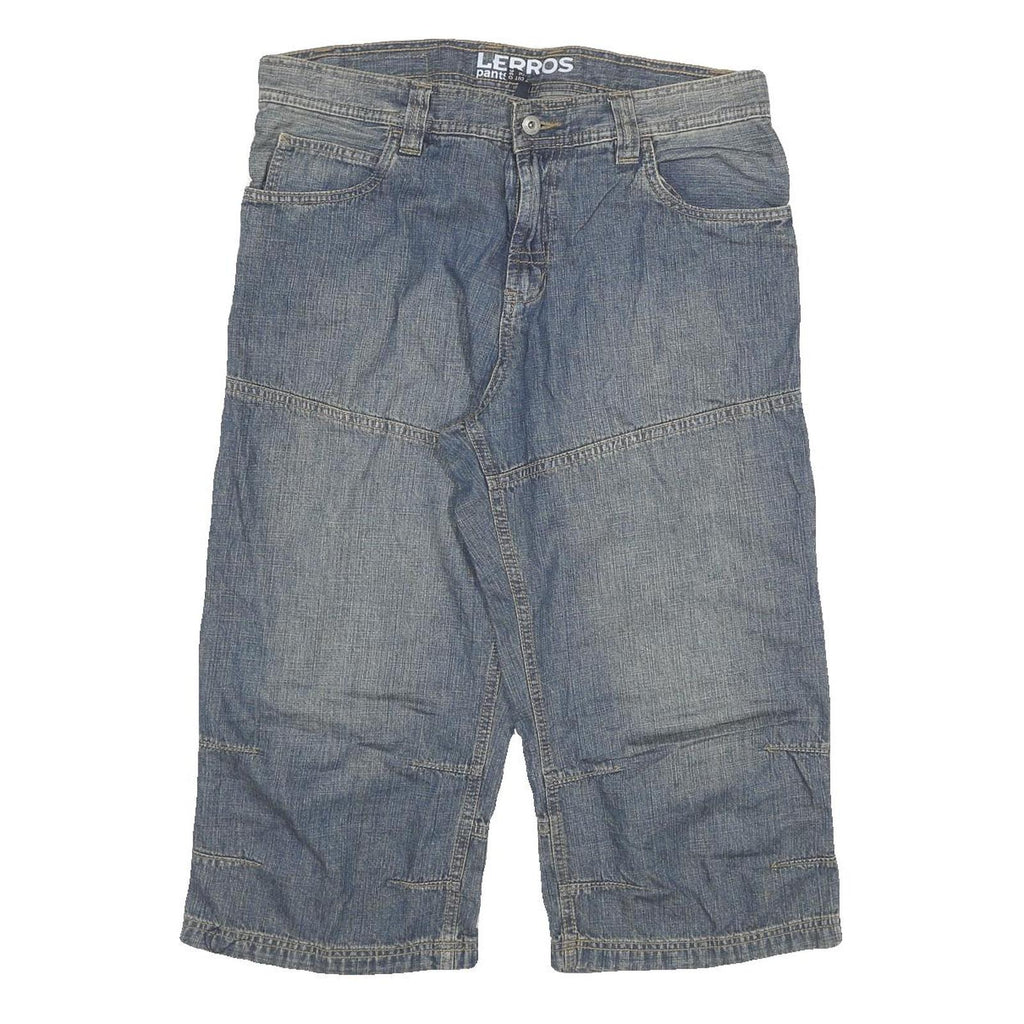 LERROS Mens Shorts Blue XL W34 Cotton Blend Casual Denim Style Pocketed