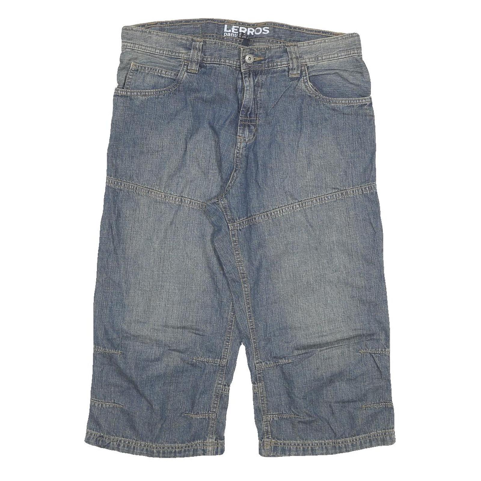 LERROS Mens Shorts Blue XL W34 Cotton Blend Casual Denim Style Pocketed