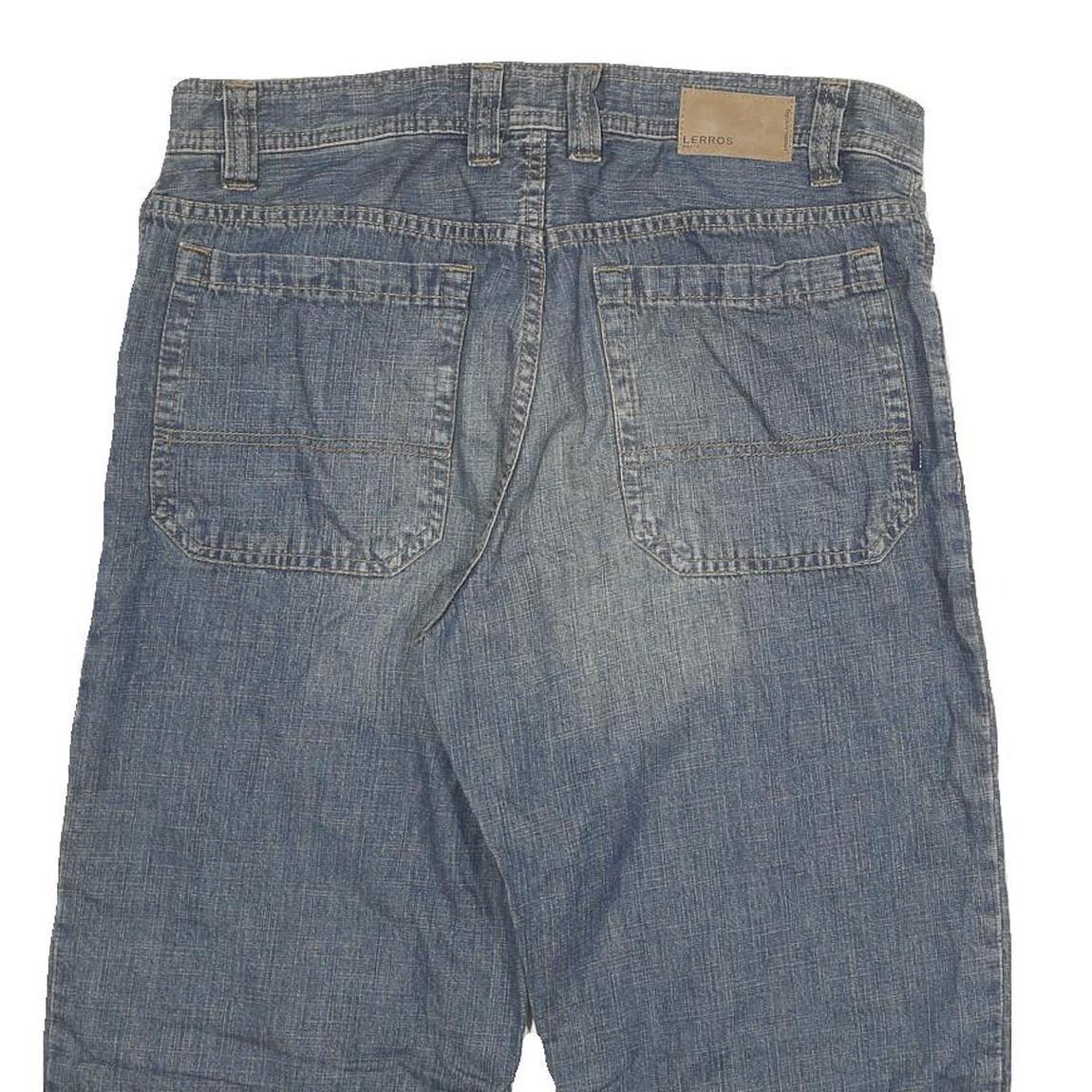LERROS Mens Shorts Blue XL W34 Cotton Blend Casual Denim Style Pocketed