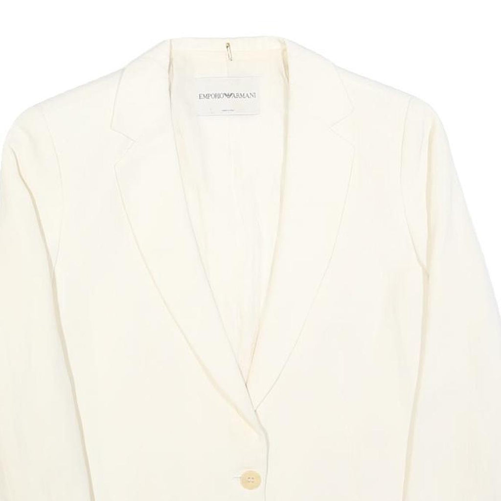 EMPORIO ARMANI Womens Cream Jacket M Linen Blend Plain Button Closure Classic