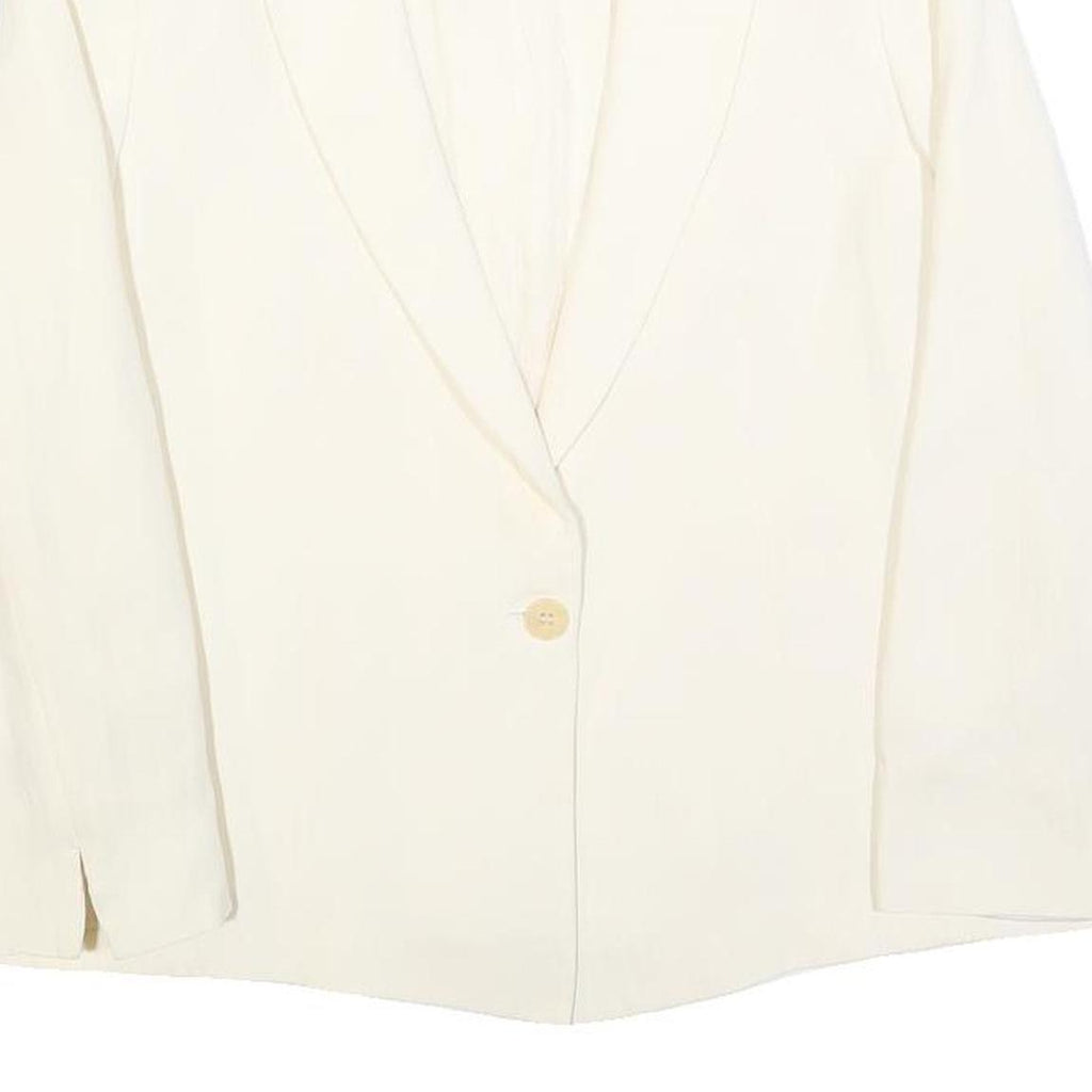 EMPORIO ARMANI Womens Cream Jacket M Linen Blend Plain Button Closure Classic