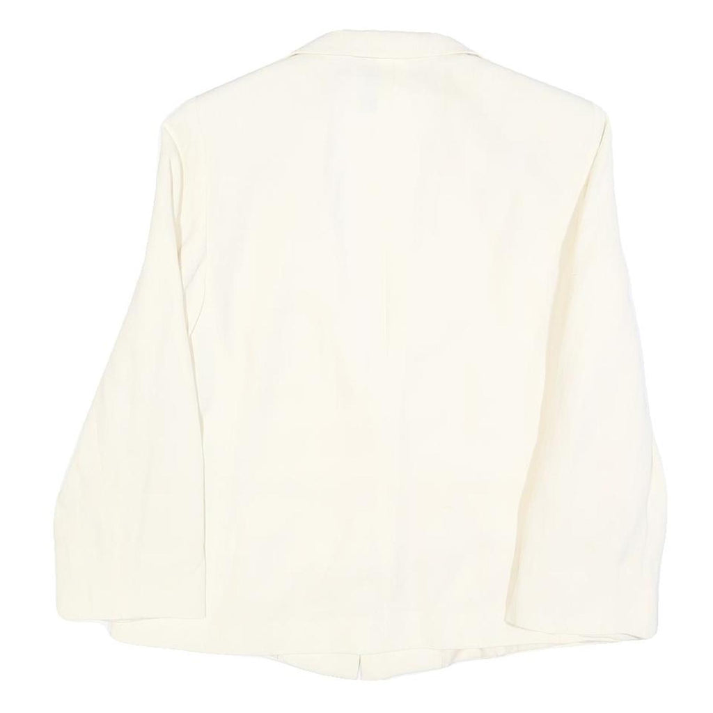 EMPORIO ARMANI Womens Cream Jacket M Linen Blend Plain Button Closure Classic