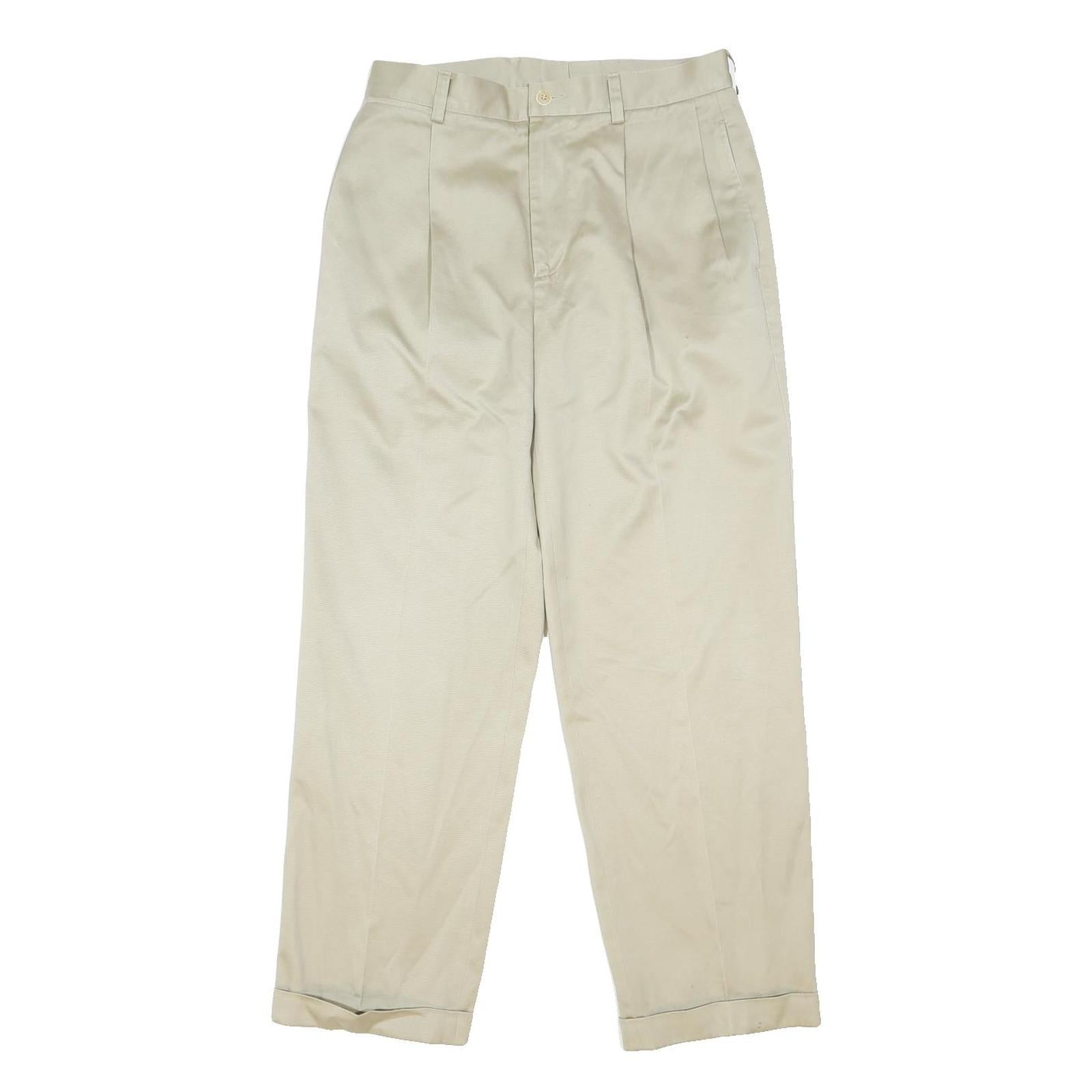 NAUTICA Mens Classic Beige Cotton Blend Trousers W32 L30 Button Closure