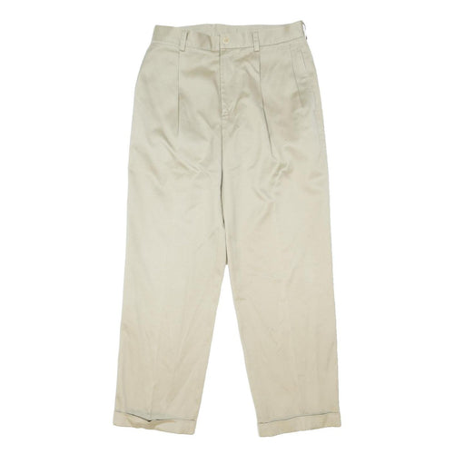 NAUTICA Mens Classic Beige Cotton Blend Trousers W32 L30 Button Closure