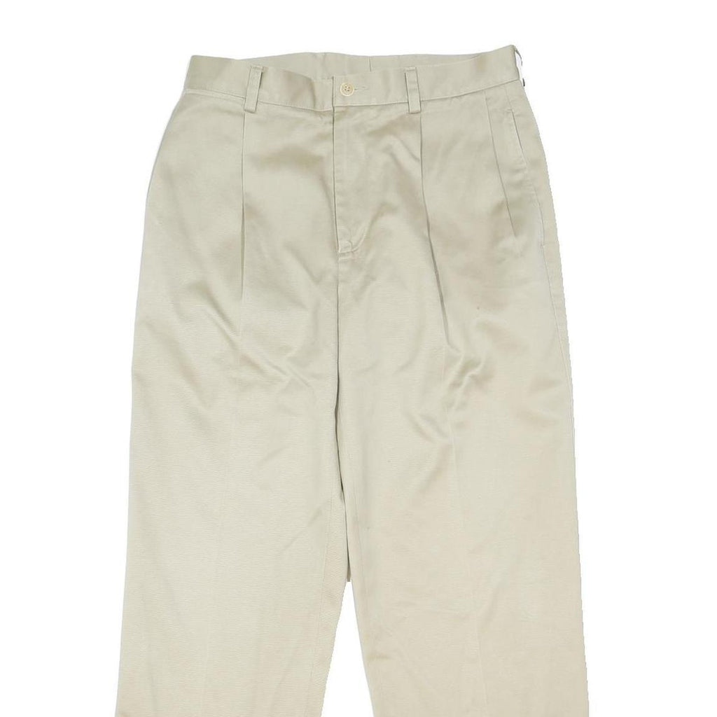 NAUTICA Mens Classic Beige Cotton Blend Trousers W32 L30 Button Closure
