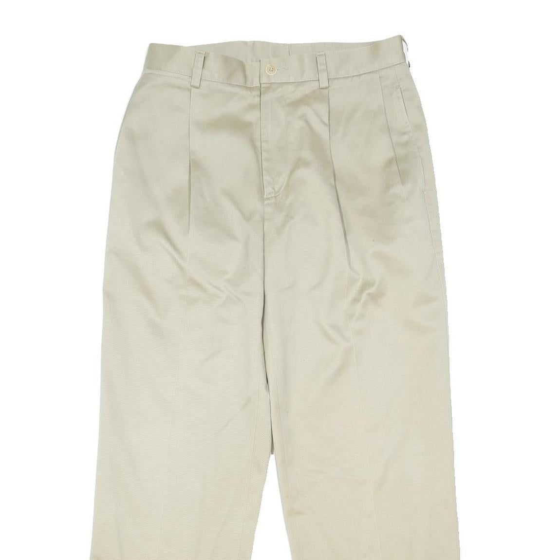 NAUTICA Mens Classic Beige Cotton Blend Trousers W32 L30 Button Closure