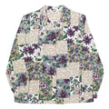 ALIA Womens Beige Green Purple Floral Printed Shirt Long Sleeve Collared M