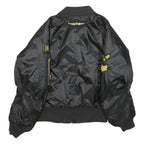 Womens Black Polyester Military Style Jacket S Woven Classic Zip Patches