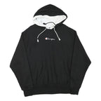 CHAMPION Mens Black & White Hoodie L Cotton Blend Pullover Sweatshirt