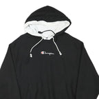 CHAMPION Mens Black & White Hoodie L Cotton Blend Pullover Sweatshirt