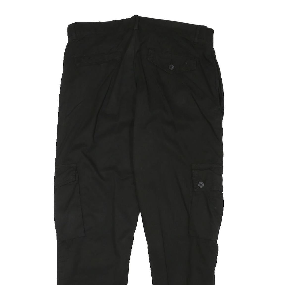 URBAN CLASSICS Mens Black Slim Cargo Trousers W32 L29 Casual Cotton Blend Zip