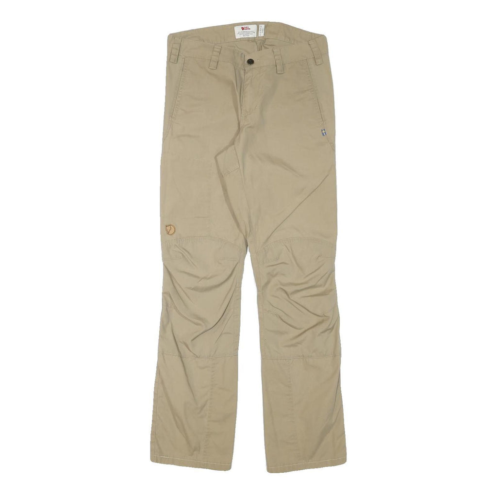 FJALLRAVEN Mens Cotton Blend Beige Regular Straight Trousers W29 L31 Outdoor