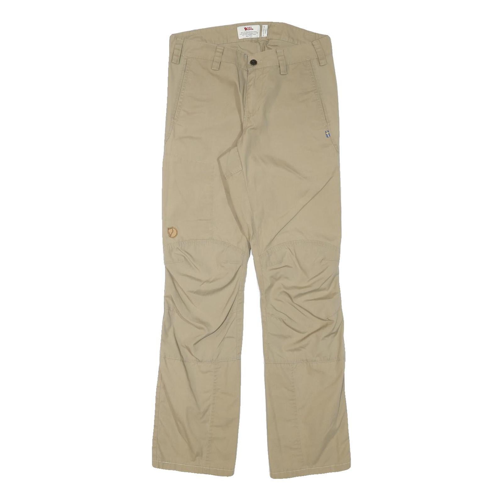 FJALLRAVEN Mens Cotton Blend Beige Regular Straight Trousers W29 L31 Outdoor