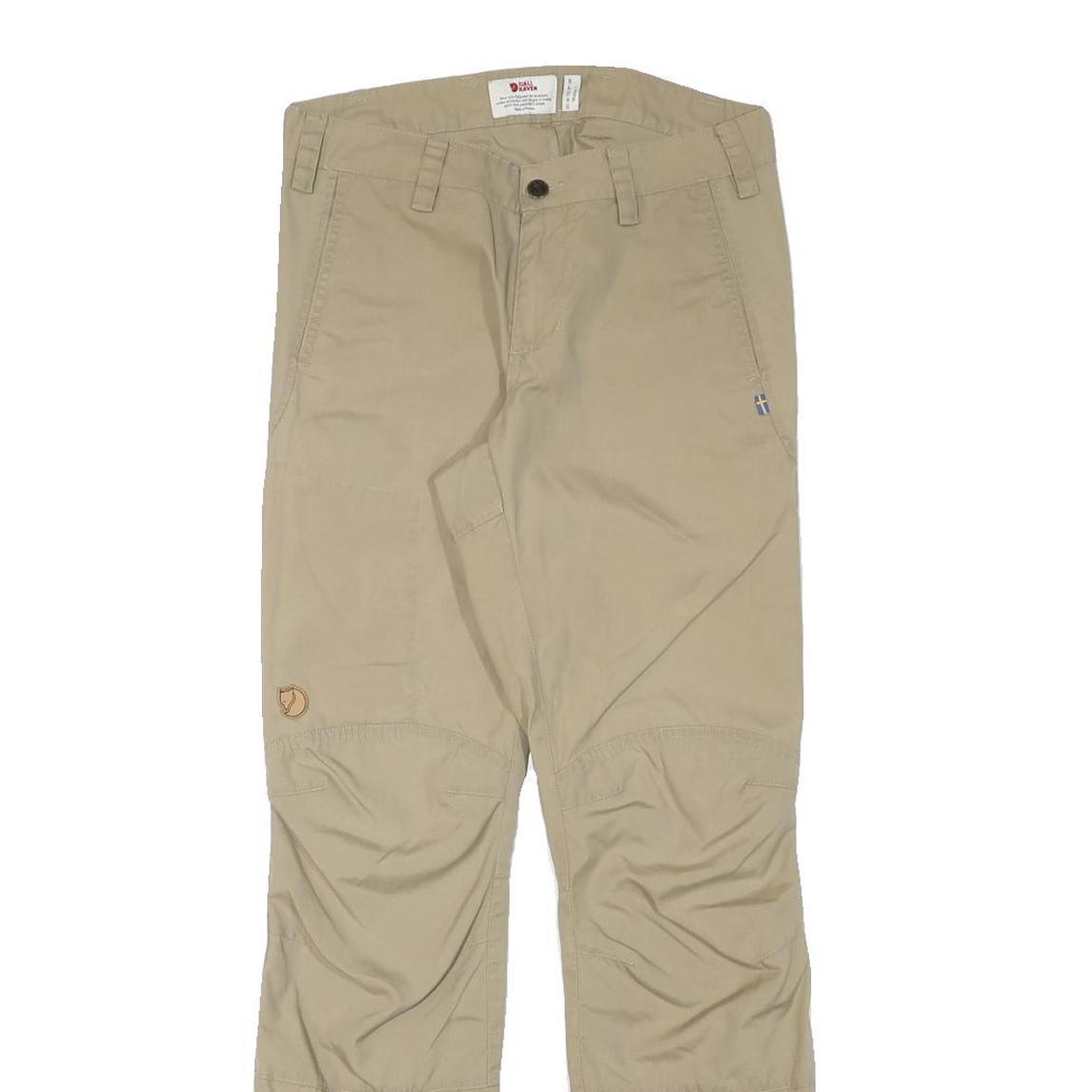 FJALLRAVEN Mens Cotton Blend Beige Regular Straight Trousers W29 L31 Outdoor